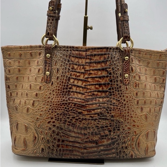 Brahmin Brown Croc-Embossed Leather Tote w/dust bag - Picture 2 of 6